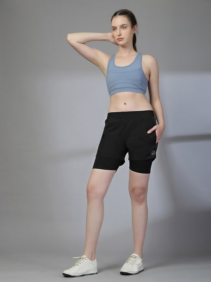 Women’s Double Layer Running Sports Shorts Pack of 2