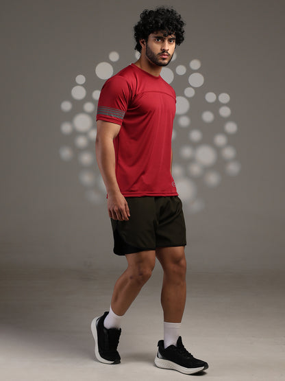 Men's Half Sleeves Dry Fit Gym T-shirt Maroon
