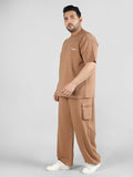 Men Camel Plus Size Baggy Trackpant With Pockets