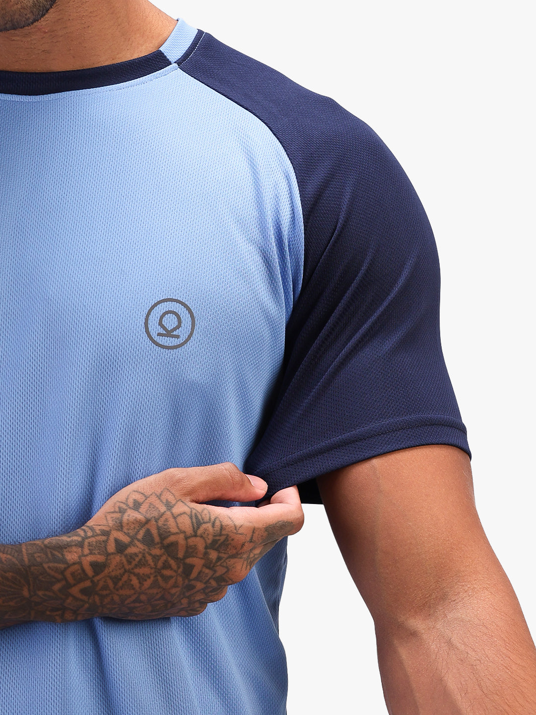 Men's Solid Raglan Dry Fit Gym T-Shirt Blue Navy