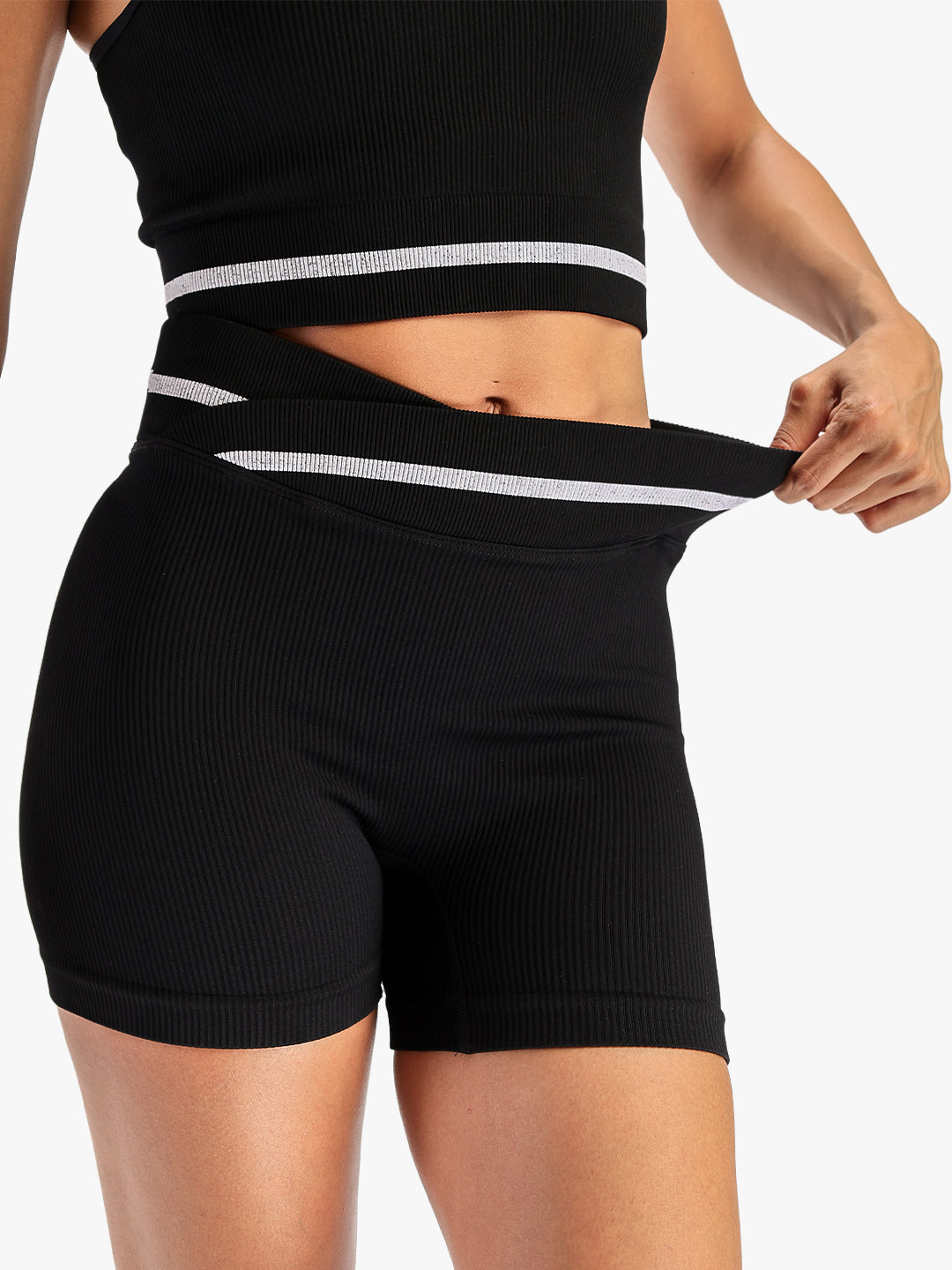 Women's Ribbed Activewear Co-Ord Set Black