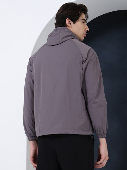 Men’s Grey Lightweight Hooded Windcheater Jacket