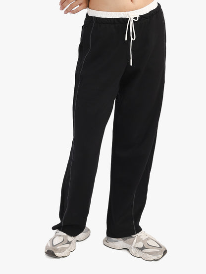 Women’s Black Relaxed Fit Athleisure Track Pants