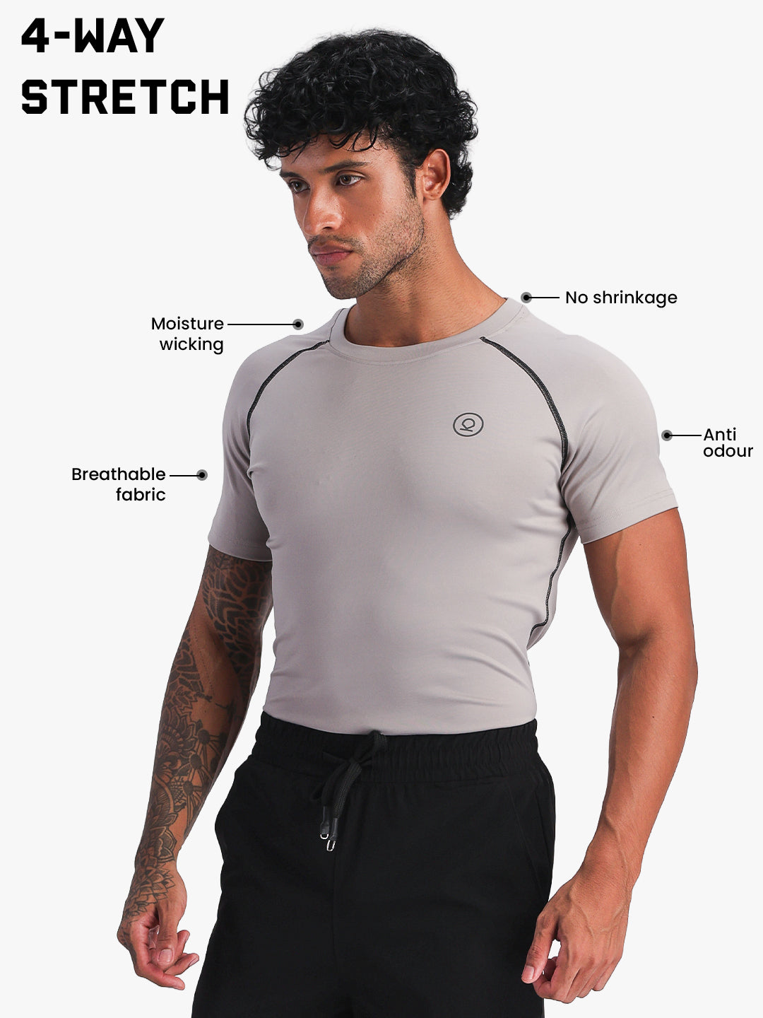 Men’s Performance Compression T-Shirt for Gym Grey