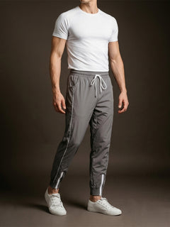 Men Slate Grey White Gym Training Sports Trackpant