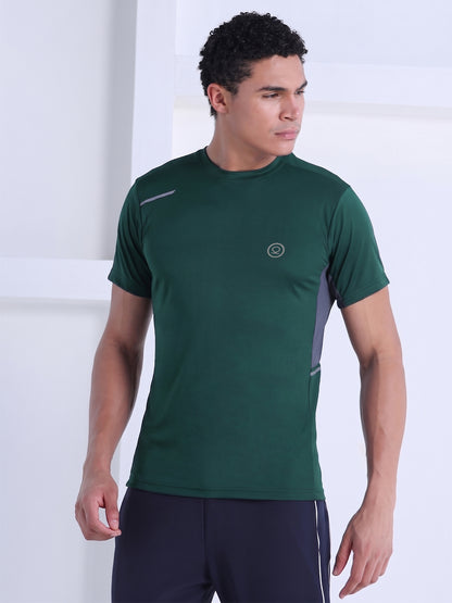 Men's Dry Fit Half Sleeve Gym T-Shirt Dark Green