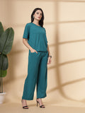 Women's Teal Casual Summer Co-ord Set