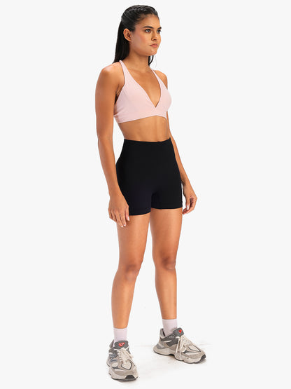 Women's Seamless Ribbed High-Waist Biker Shorts Black