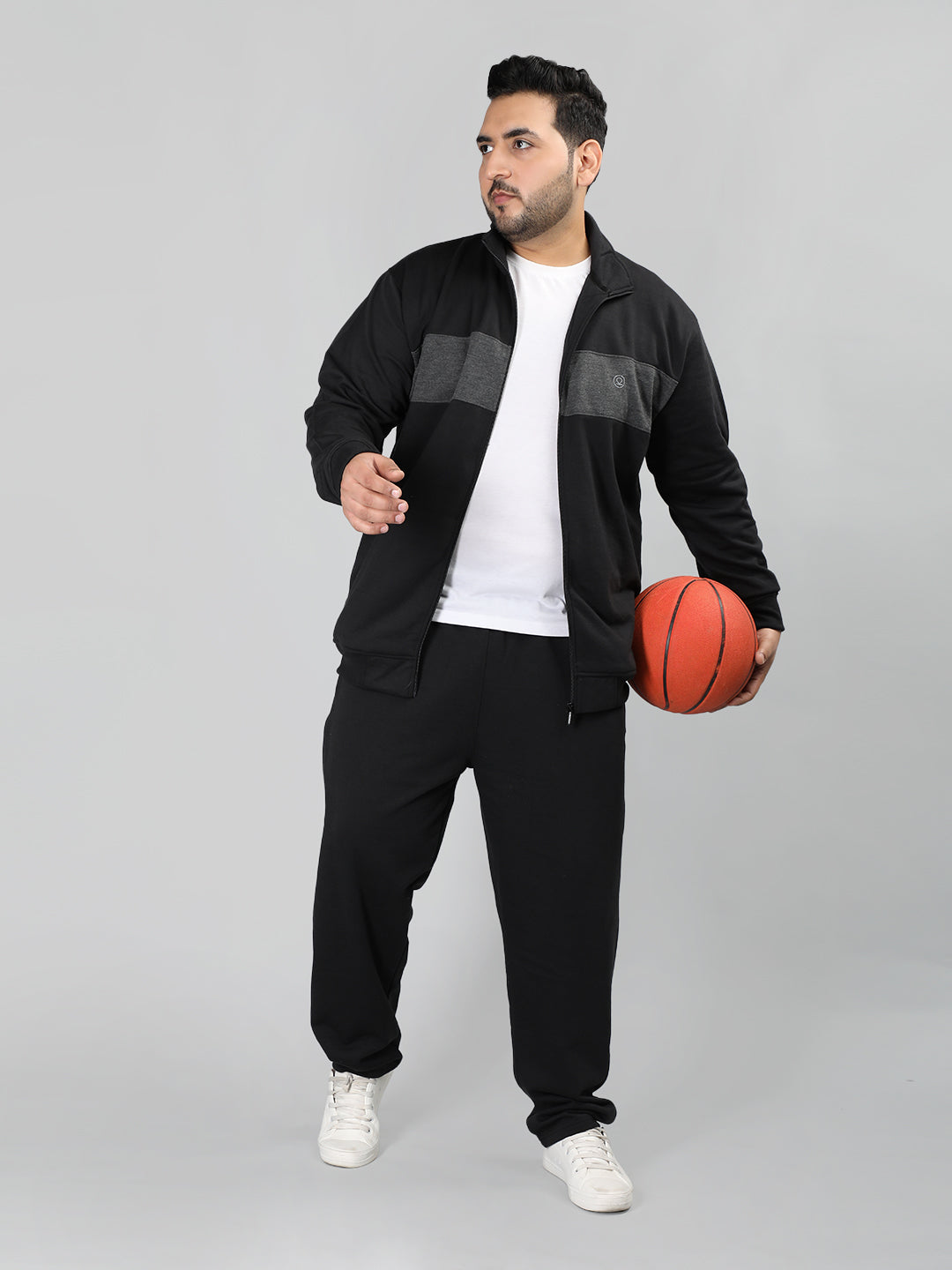 Men Black Plus Size Winter Tracksuit | CHKOKKO