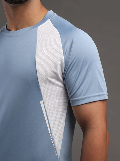 Men's Half Sleeves Dry Fit Gym T-shirt Blue White