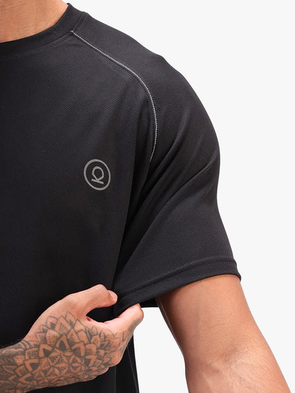 Men's Half Sleeves Quick Dry Sports T-shirt Black