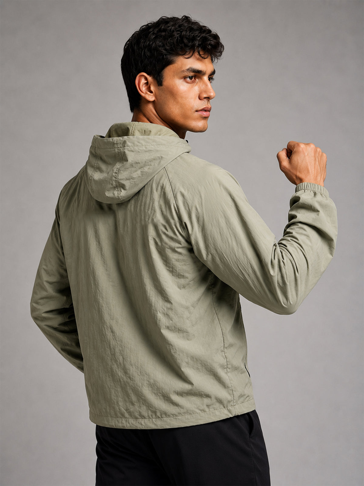 Men’s Green Lightweight Hooded Windcheater Jacket