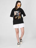 Women Oversized Round Neck Drop Shoulder Printed Cotton T-Shirt