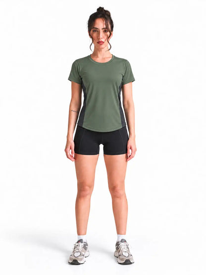 Women's Half Sleeve Dry Fit Active Wear Sports T-shirts Green