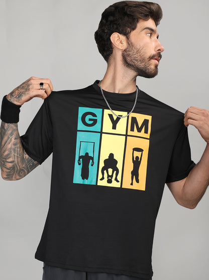Men's Round Neck Gym Sports T-Shirt Black