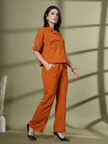 Women Orange Casual Summer Co-ord Set