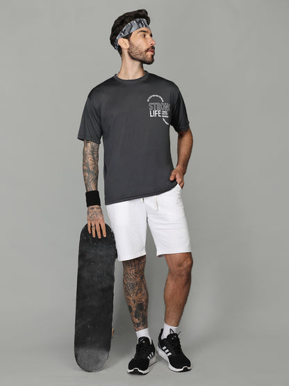 Men's Round Neck Gym Sports Dark Grey