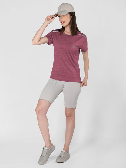 Women's Half Sleeve Dry Fit Gym T-Shirt Maroon
