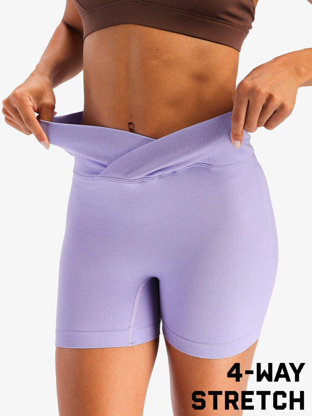 Women's High-Waist Seamless Stretch Yoga Shorts Purple