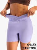 Women's High-Waist Seamless Stretch Yoga Shorts Purple