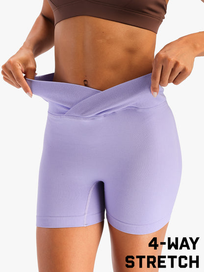 Women's High-Waist Seamless Stretch Yoga Shorts Purple