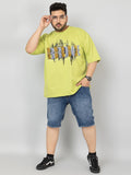 Men Plus Size Printed Oversized Half Sleeves T-Shirt