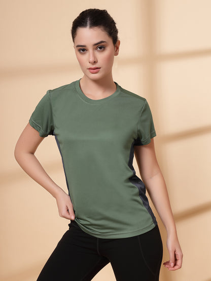 Women's Half Sleeve Dry Fit Active Wear Sports T-shirts Green