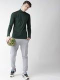 Men Bottle Green Winter Wear Regular Fit Turtle Neck T Shirt | CHKOKKO