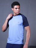 Men's Solid Raglan Dry Fit Gym T-Shirt Blue Navy