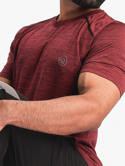 Men's Half Sleeves Dry Fit Gym Sports T-Shirt Wine