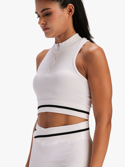 Women's Ribbed Activewear Co-Ord Set White