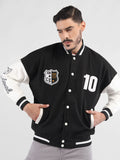 Men Oversized Winter Wear Varsity Jacket with Ribbed Cuffs