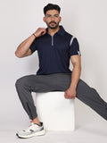 Men's Polo Neck Regular Fit Gym Sports Zipper T-Shirt