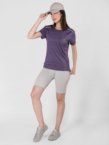 Women's Half Sleeve Regular Fit Gym T-Shirt Purple
