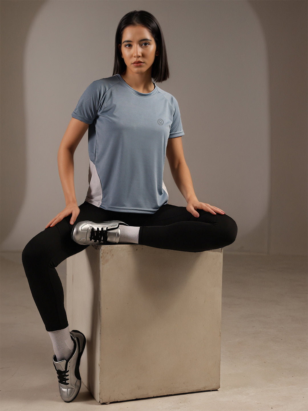 Women's Half Sleeves Dry Fit Gym T-shirt Blue White