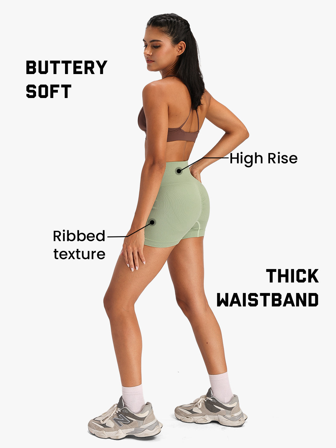 Women's Seamless Ribbed High-Waist Biker Shorts Green