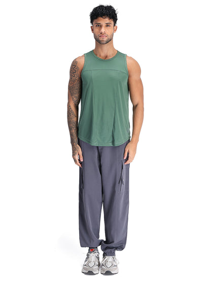 Men Green Dry Fit Gym Sleeveless Sports Tanktop