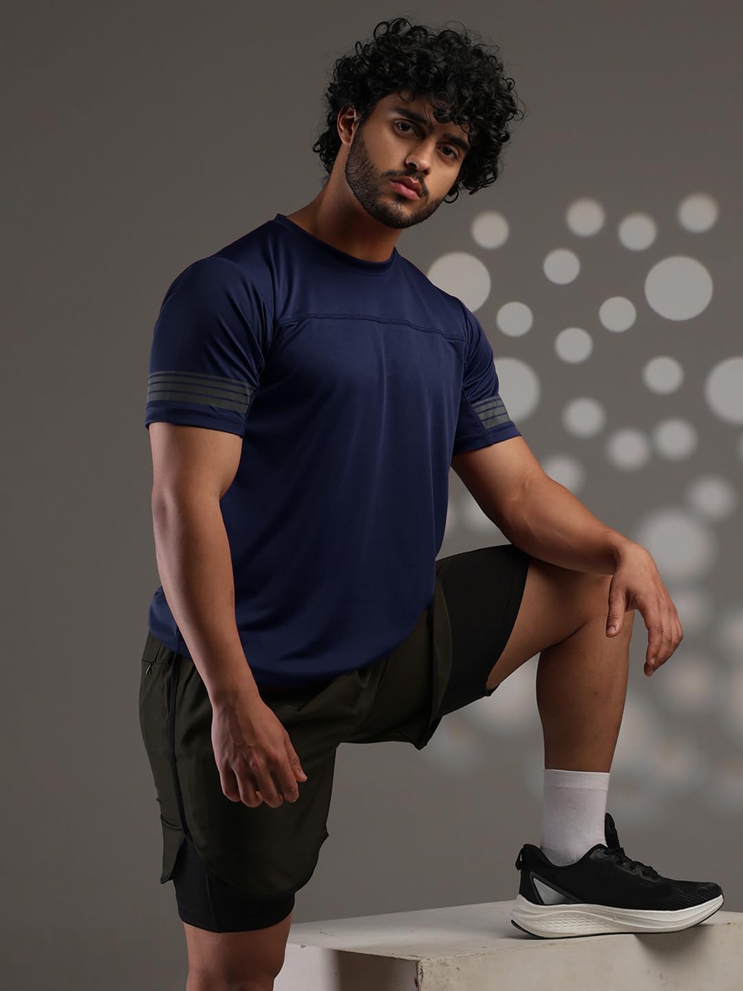 Men's Half Sleeves Dry Fit Gym T-shirt Navy