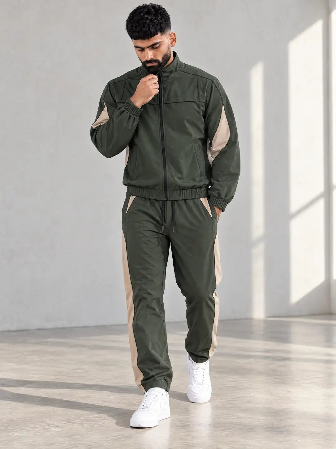 Olive Mouse Light Active Colorblock Track Suit Men