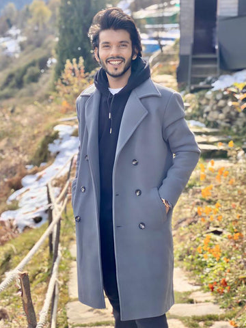Men Winter Wear Double Breasted Long Coat