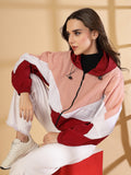 Women Colourblocked Hooded Windcheater Oversized Sports Jacket