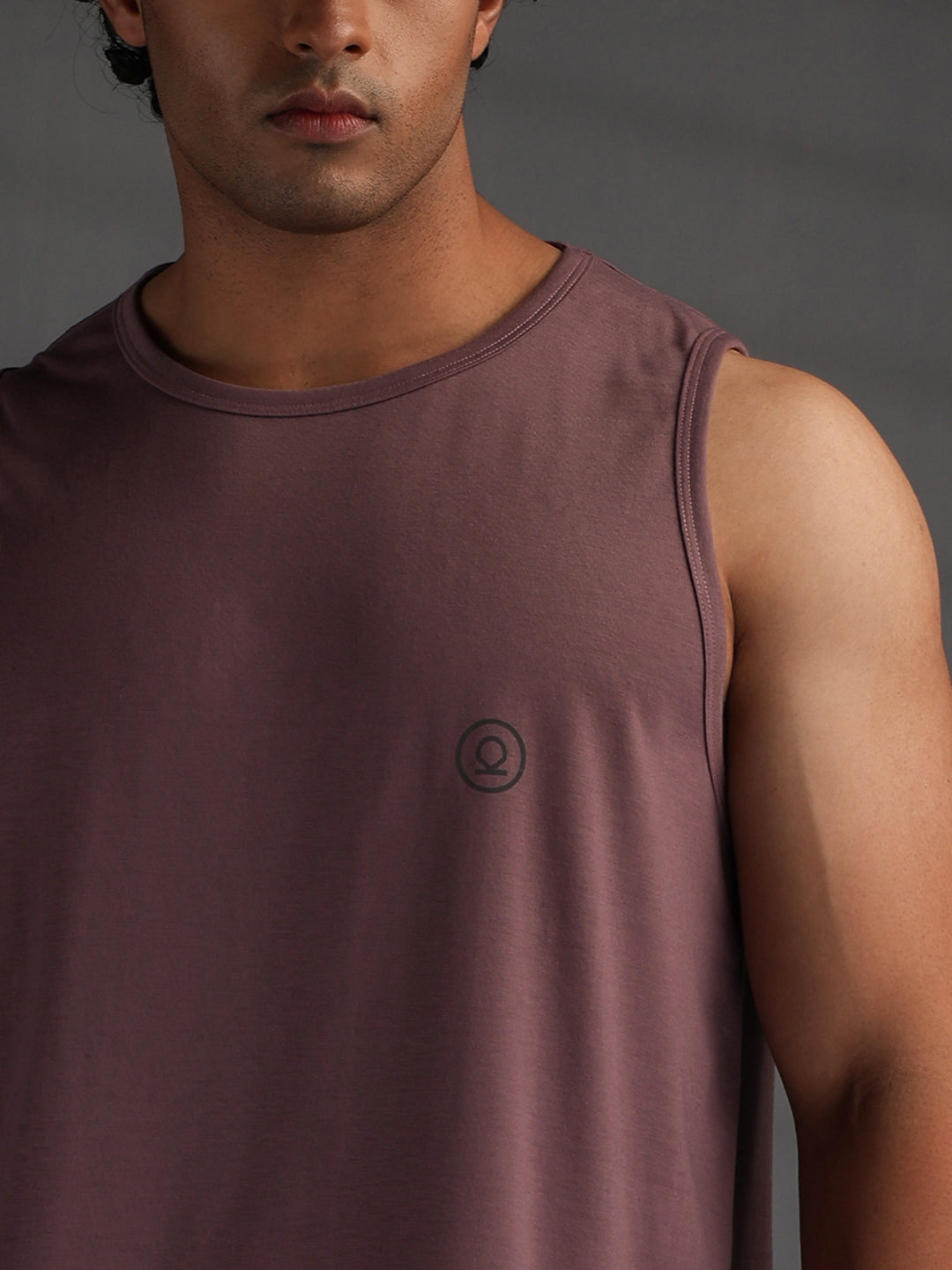 Men's Mauve Cotton Sleeveless Gym Tanktop