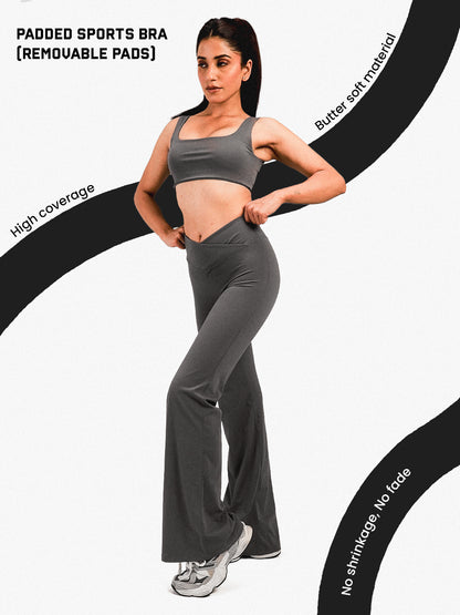 Women’s Crossover Flared Pants Grey