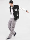 Men Oversized Winter Wear Varsity Jacket with Ribbed Cuffs