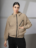 Women Winter Sports Oversized Windcheater Hooded Jacket