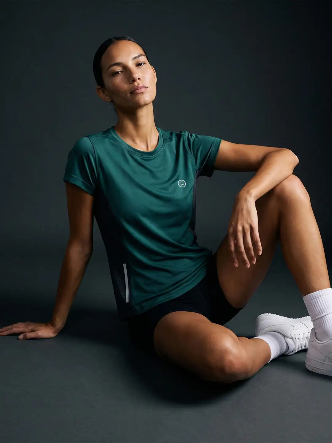 Women's Half Sleeve Dry Fit Active Wear Sports T-shirts Dark Green