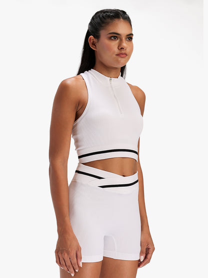 Women's Ribbed Activewear Co-Ord Set White