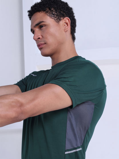 Men's Dry Fit Half Sleeve Gym T-Shirt Dark Green