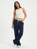 Women Relaxed Fit Wide Leg Trackpants Navy