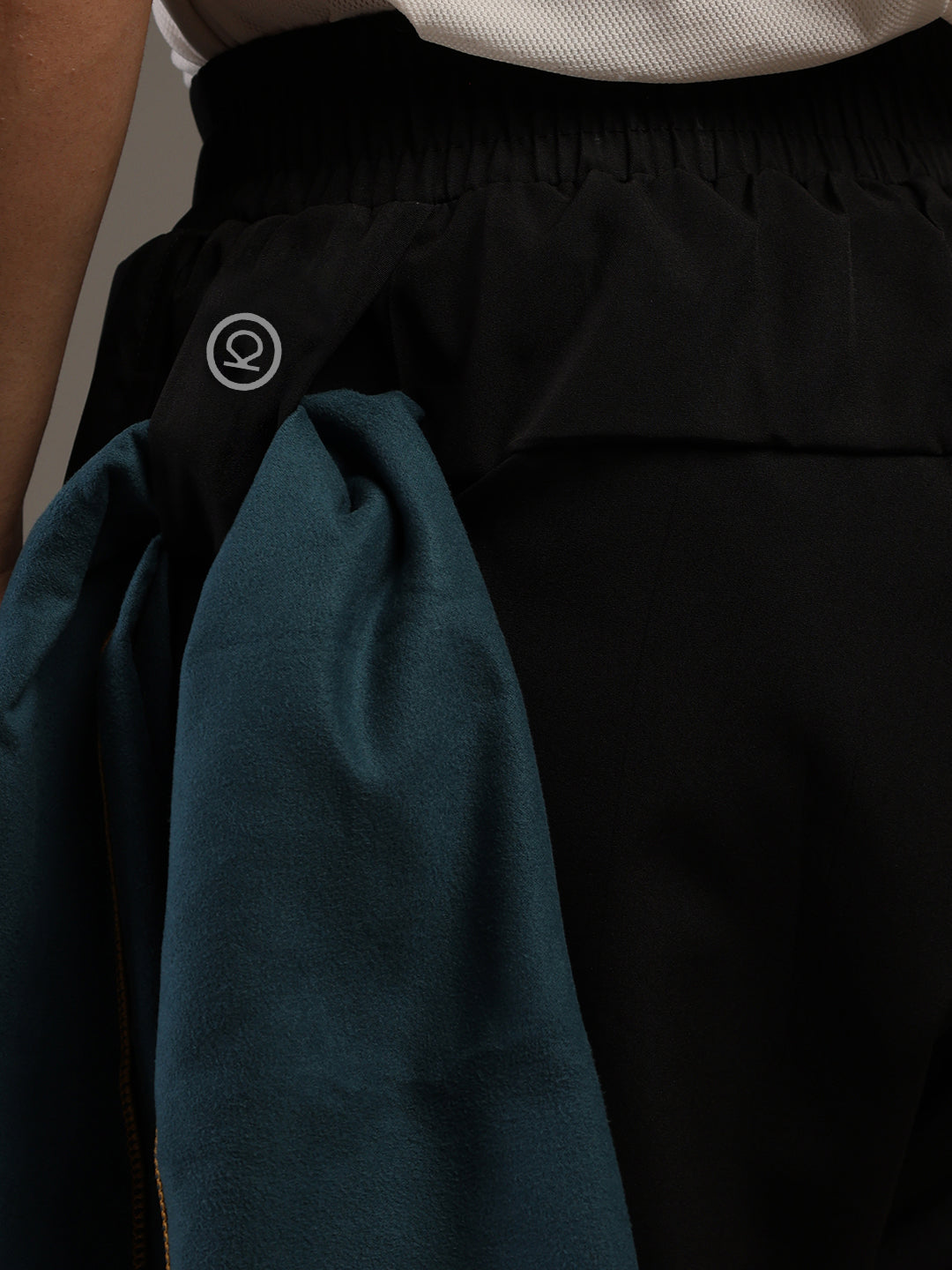 Men Double Layered Sports Running Shorts Black